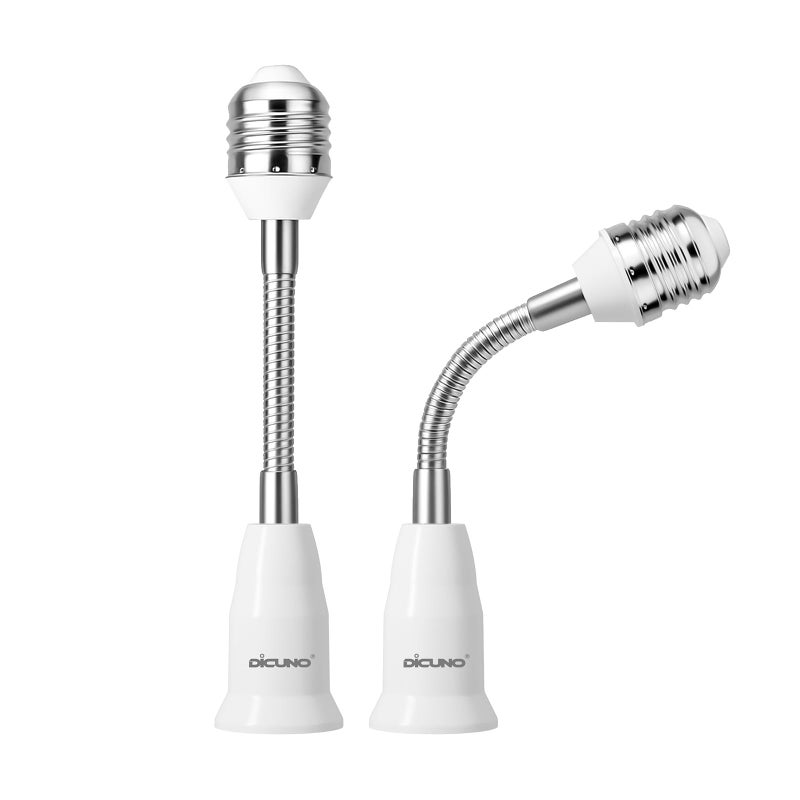 DiCUNO E26 15.5CM/6.1Inch Extension Socket Extender Adapter, E26 Flexible Extender, All-Directional Adjustable, Standard Light Bulb Socket Extension Converter, 2-Pack - Image 1